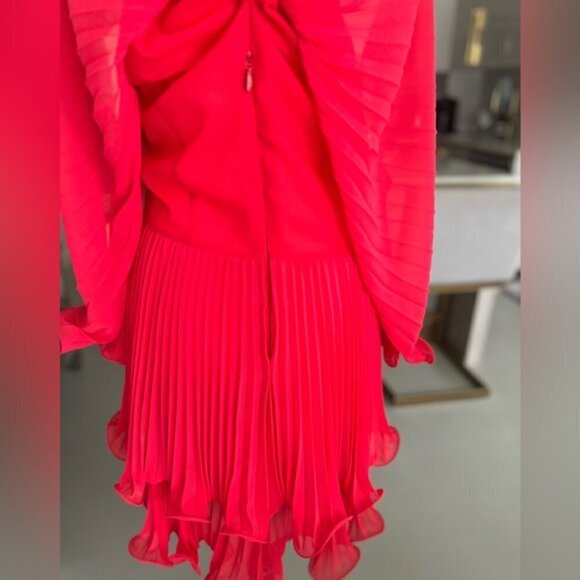 Coral Pleated Dress - Picture 10 of 11